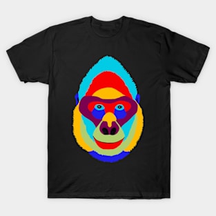 Abstract Pop Art Multicolored Happy Smiling Gorilla T-Shirt